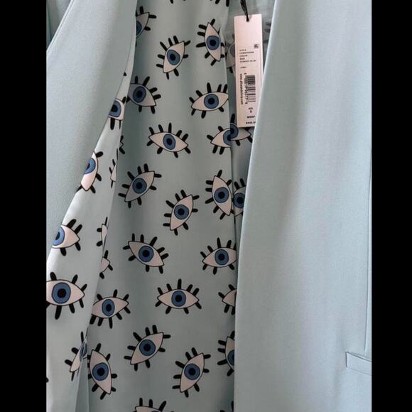 Alice + Olivia Skye Trumpet Sleeve Boyfriend Blazer In Powder Blue Size Small - Picture 9 of 15